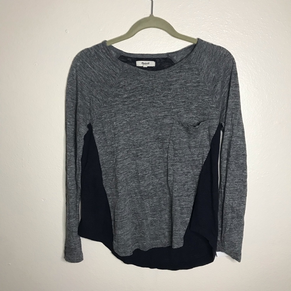 Madewell 100% linen long sleeve blue gray shirt S